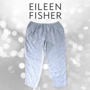 Eileen Fisher Petite‎ Organic Linen Crop Pants Pale Blue Chambray PL